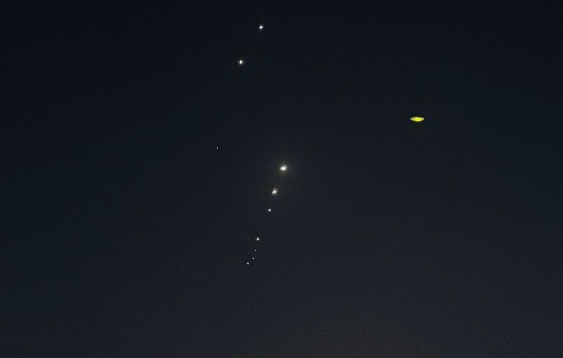 Traces of Iranian missiles and air defences are seen over Doha, Qatar, June 23, 2025