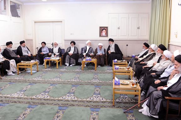 A meeting between Supreme Leader Ali Khamenei and a group of senior clerics in Qom (file photo)