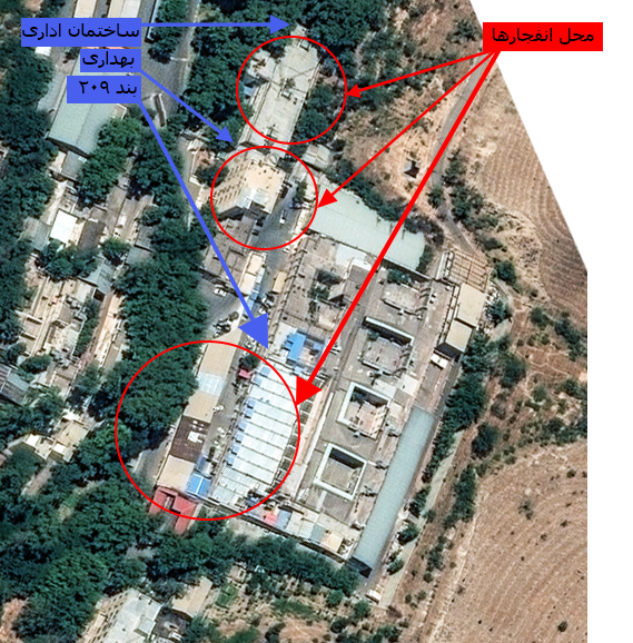 نمایی ماهواره‌ای از زندان اوین پیش از انفجار