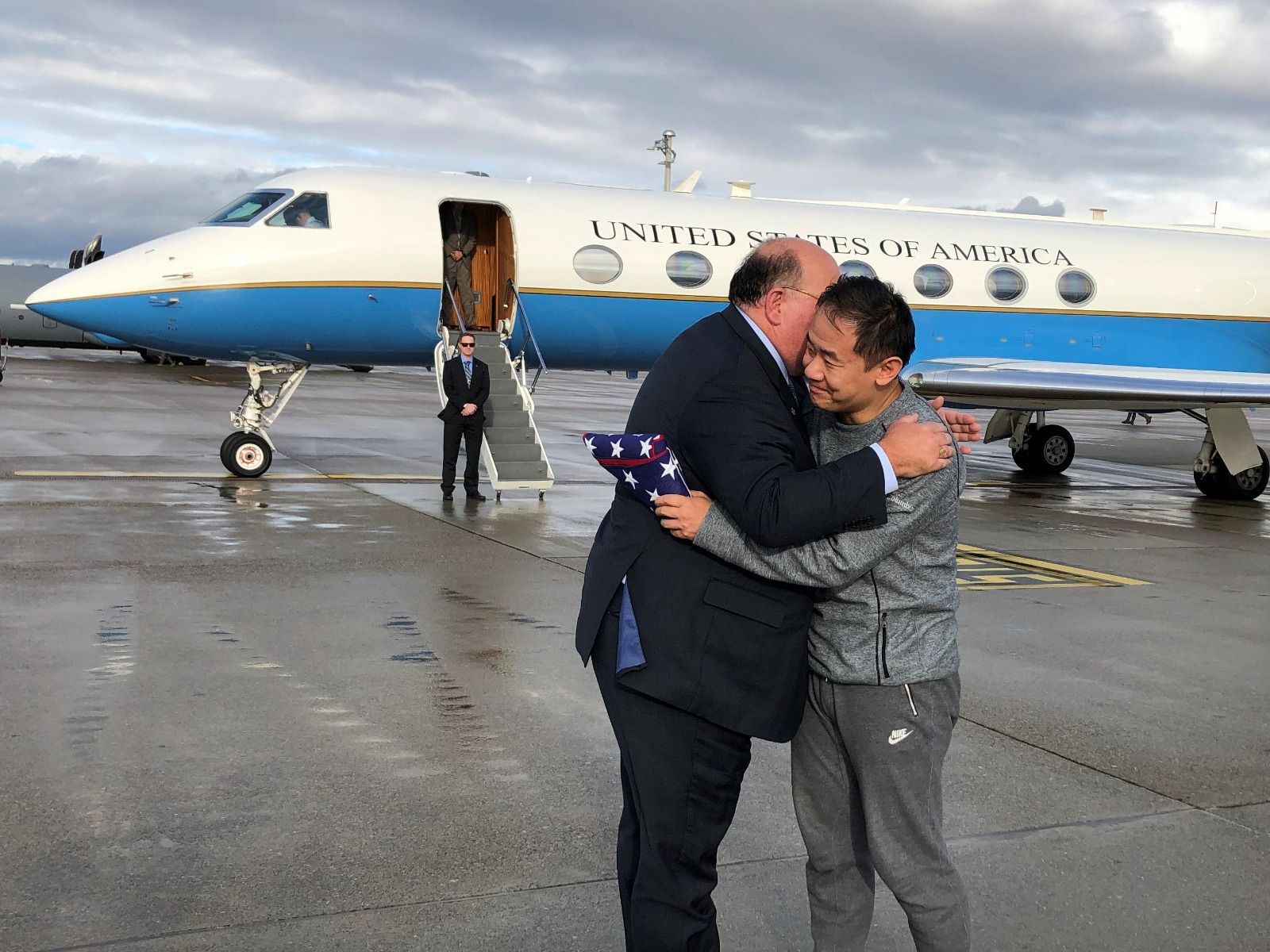 Xiyue Wang arriving in Switzerland after being freed by Iran. December 2019