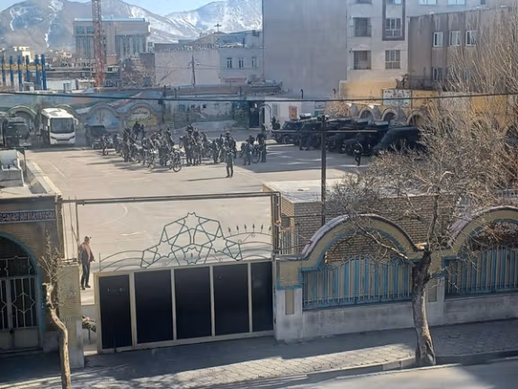Security forces stationed at school campus amid Iran protests