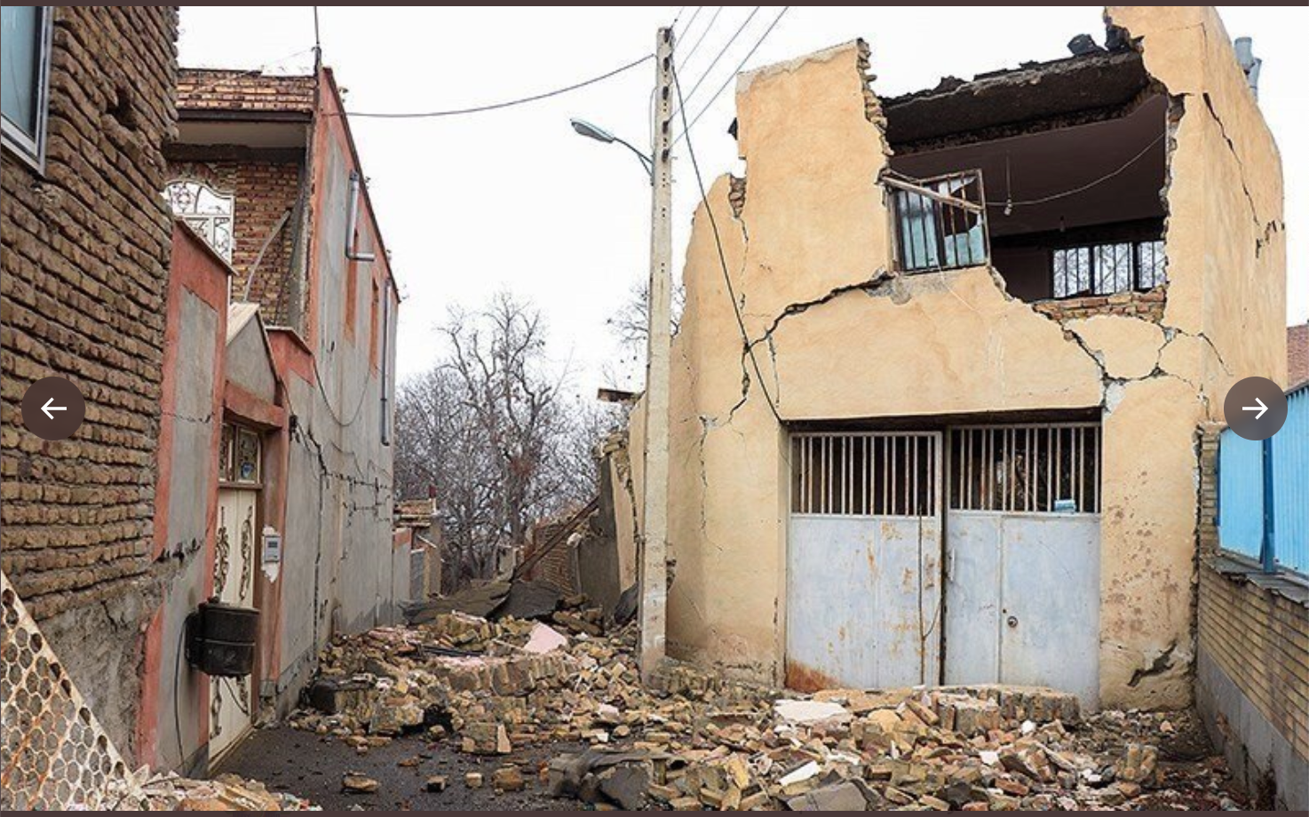 Debris of homes after the earthquake in the city of Khoy 