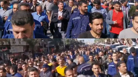 Iranian National Steel Industrial Group workers during a protest in Ahvaz (January 2024)