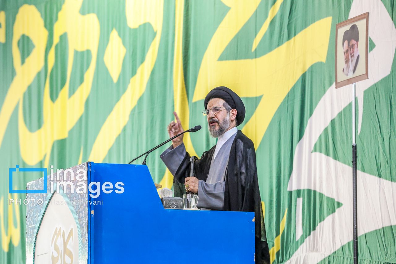 Cleric Mohammad-Hassan Aboutorabi-Fard during Tehran Friday prayers at the University of Tehran on April 25, 2025