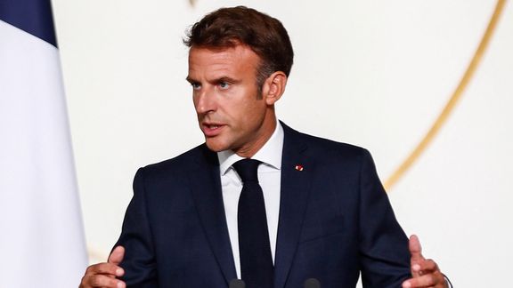 French President Emmanuel Macron speaking on September 1, 2022