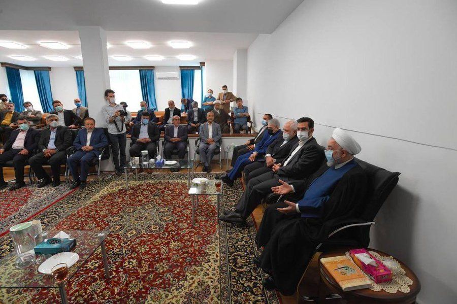Iranian ex-president Hassan Rouhani with his former aides, including Javad Zarif. July 18, 2022