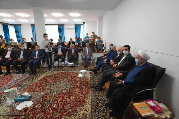 Ex-president Rouhani (R) meeting with his former officials in July 2022