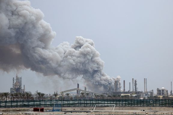 Smoke rises following a strike on the Bapco oil refinery, amid the Middle East conflict, on Sitra Island Bahrain on March 9, 2026.