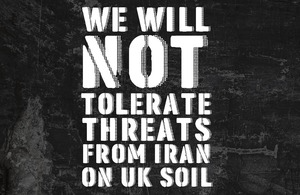 A graphic released by the UK government along with the statement on stepping up action to tackle domestic threat from Iran