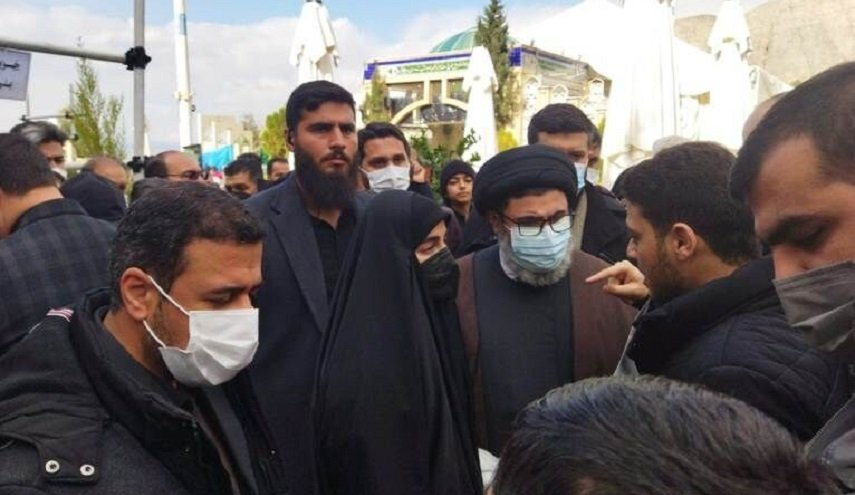Hashem Safieddine and his daughter-in-law Zeinab Soleimani after visiting the grave of Qassem Soleimani who was killed in a US drone attack in 2020