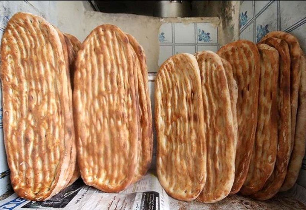 Traditional Iranian flat breads in a bakery in Tehran.