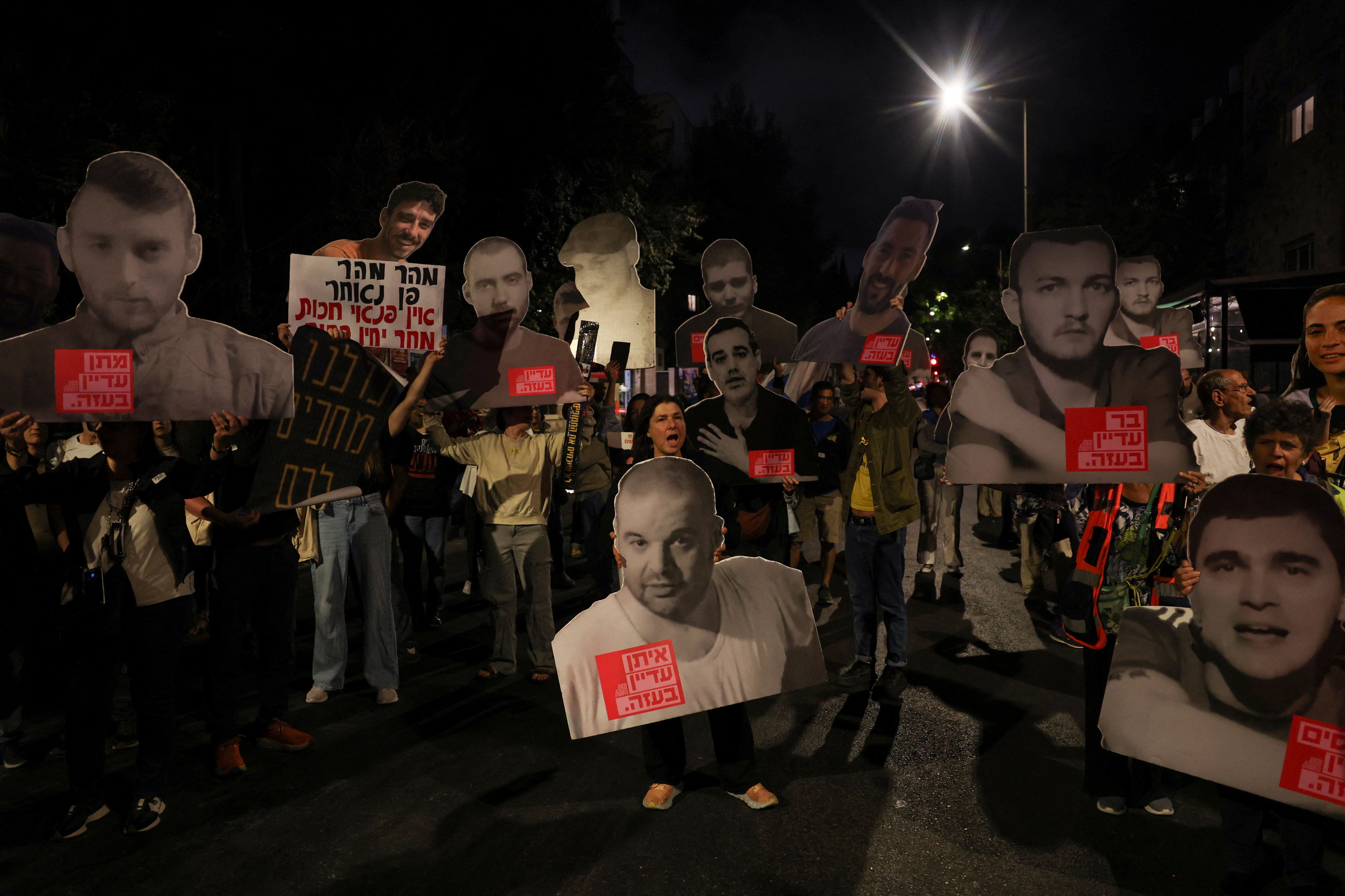 تظاهرات برای آزادی گروگان‌های اسرائیلی در اسارت حماس، اورشلیم، ۱۳ مهر