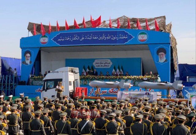 Iran's IRGC displaying missiles during a military parade on September 21, 2024