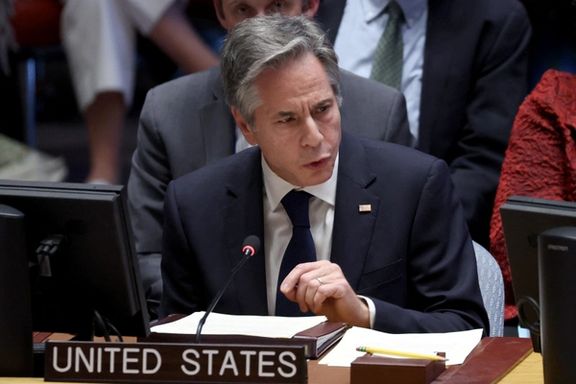 US Secretary of State Antony Blinken speaks during a meeting at UN headquarters in New York. October 24, 2023.