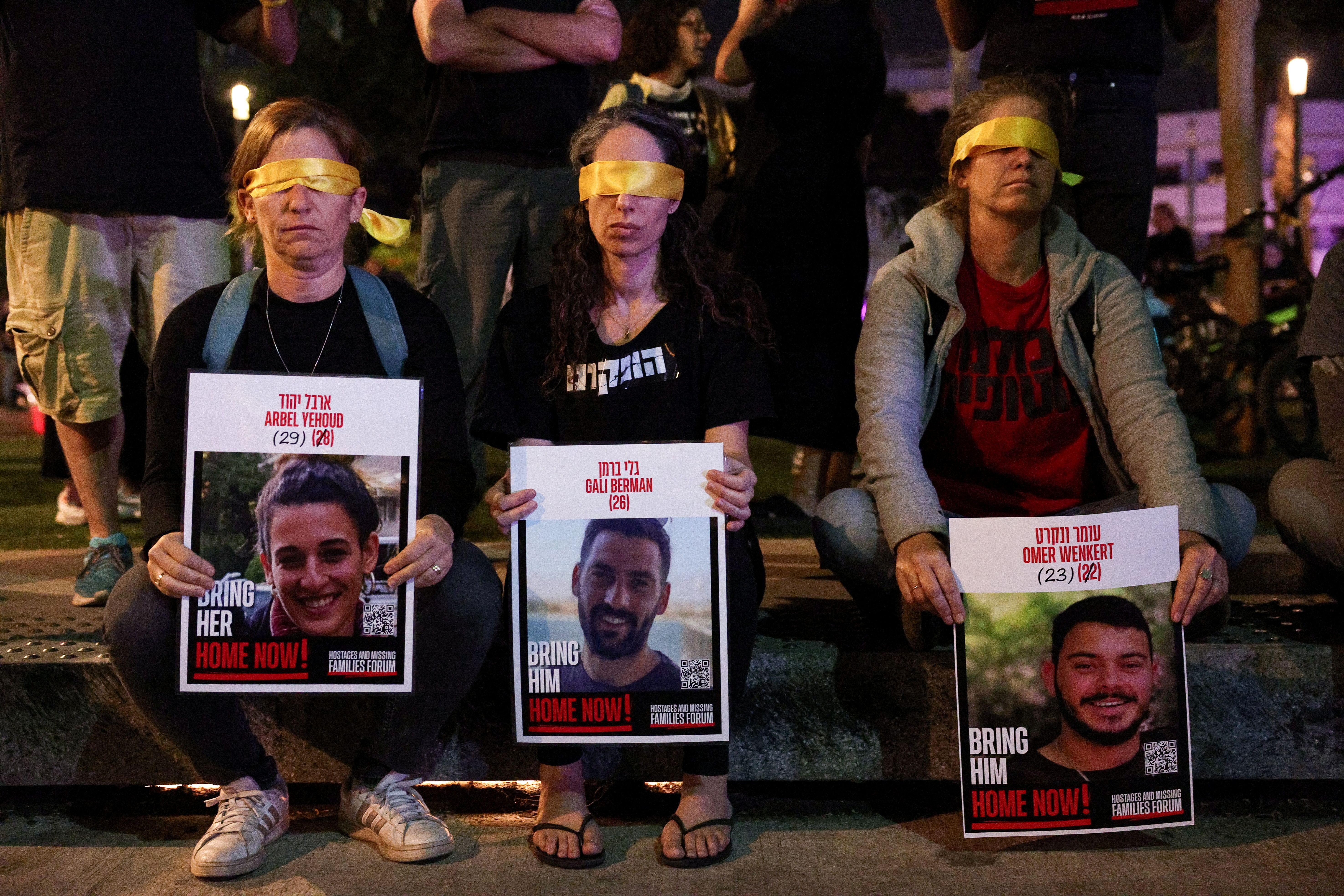 تظاهرات برای آزادی گروگان‌های در بند حماس، تل‌آویو، سوم آبان