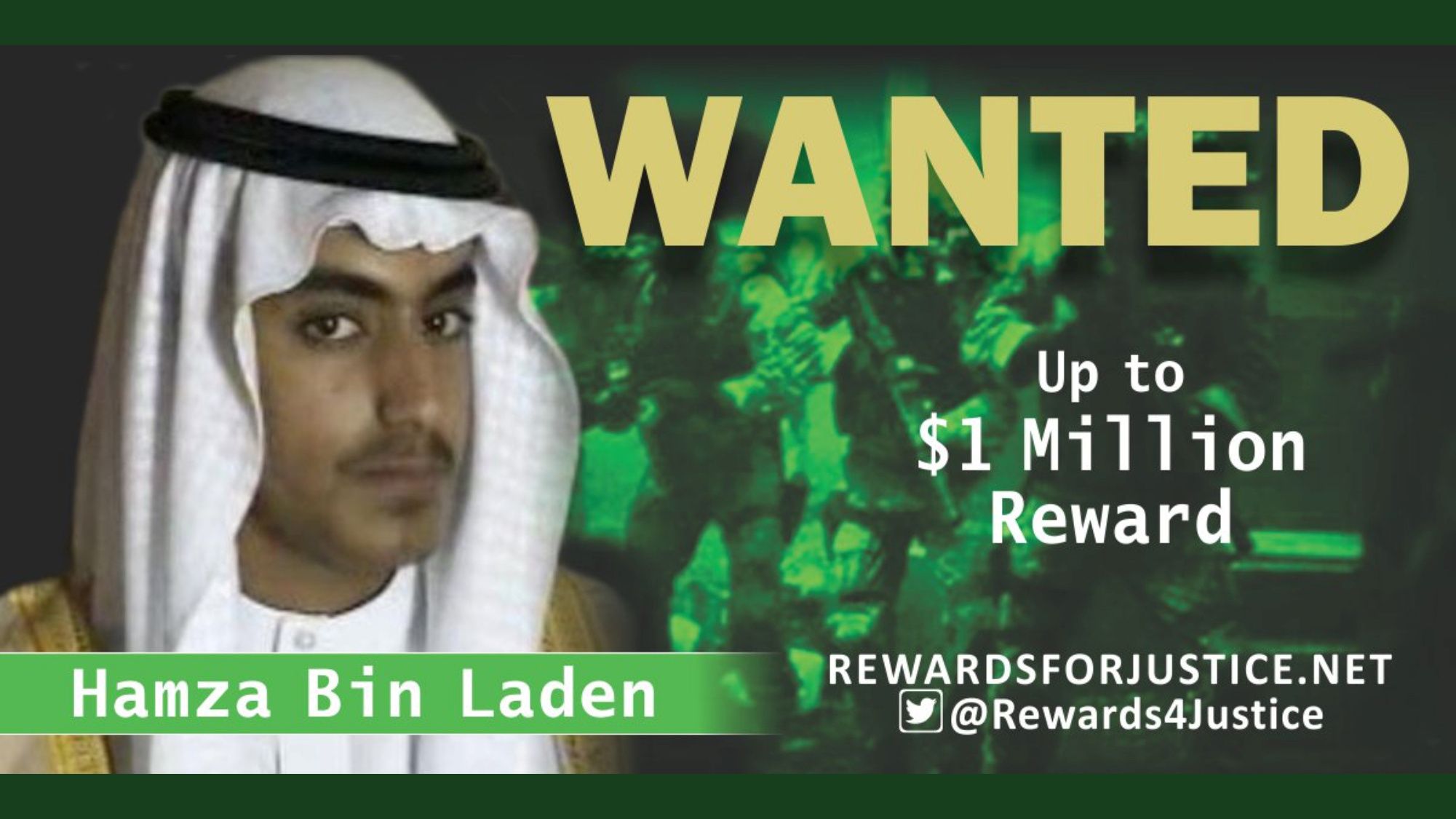 A poster from 2019 of Bin Laden's son Hamza