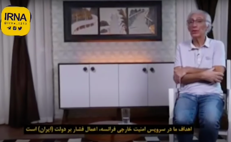 Cecile Kohler and Jacques Paris during a video of forced confessions on state TV 