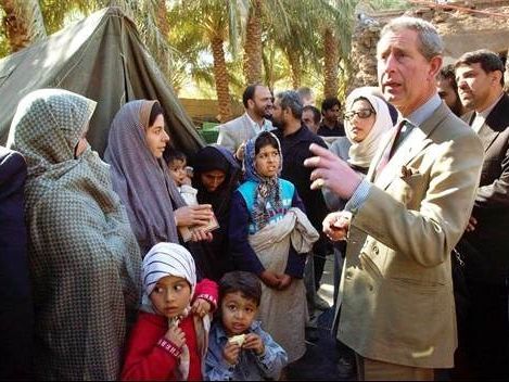 Prince Charles visiting Iran following the 2004 devastating Bam earthquake