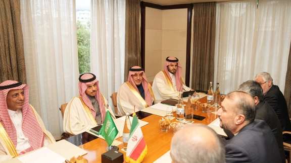 Iran's Foreign Minister Hossein Amir-Abdollahian meeting his Saudi counterpart in June 2023