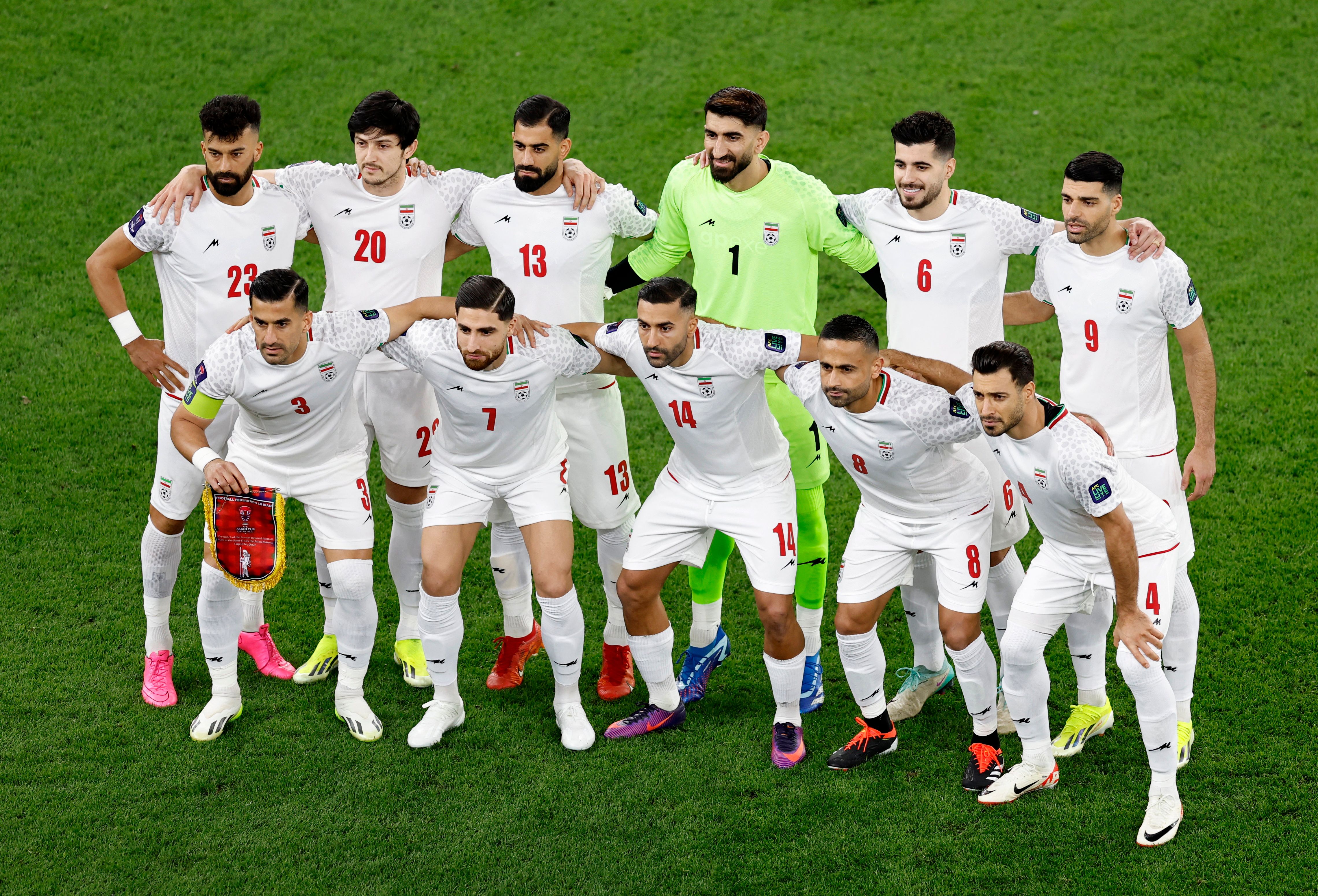 Iran players pose for a team group photo before their last match at the AFC Asian Cup in  Doha, Qatar, February 7, 2024.