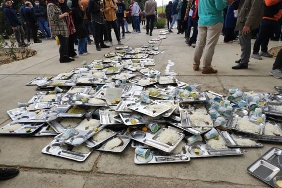 University students refused to eat their lunch in protest to the crackdown on protests