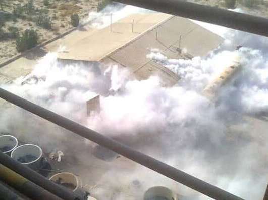 A photo of the Kaveh sodium carbonate factory in the city of Firouzabad in southwestern Fars province in the early hours of the explosion on June 13, 2022