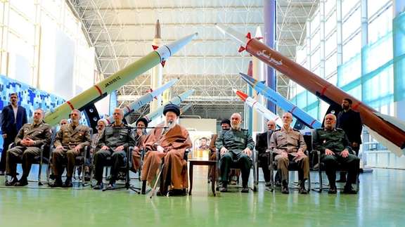 Iran's Supreme Leader Ali Khamenei visiting an IRGC aerospace center