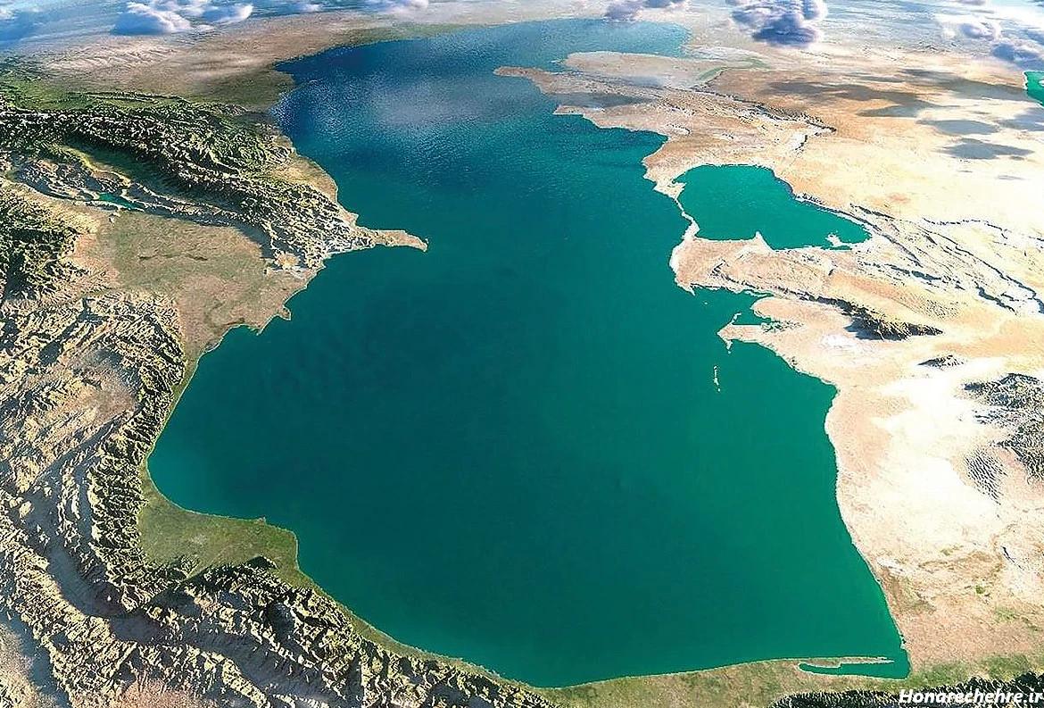 An aerial view of the Caspian Sea  