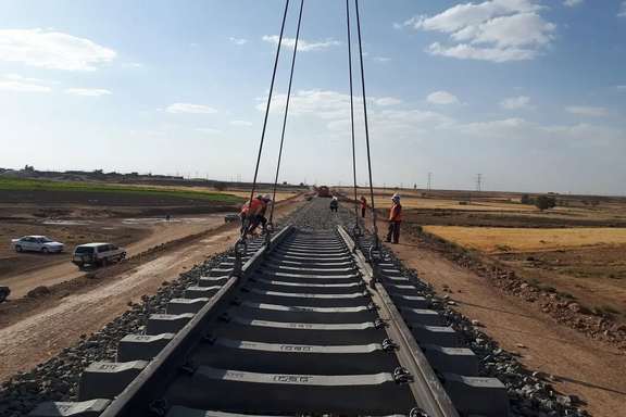File photo of a railroad project in Iran