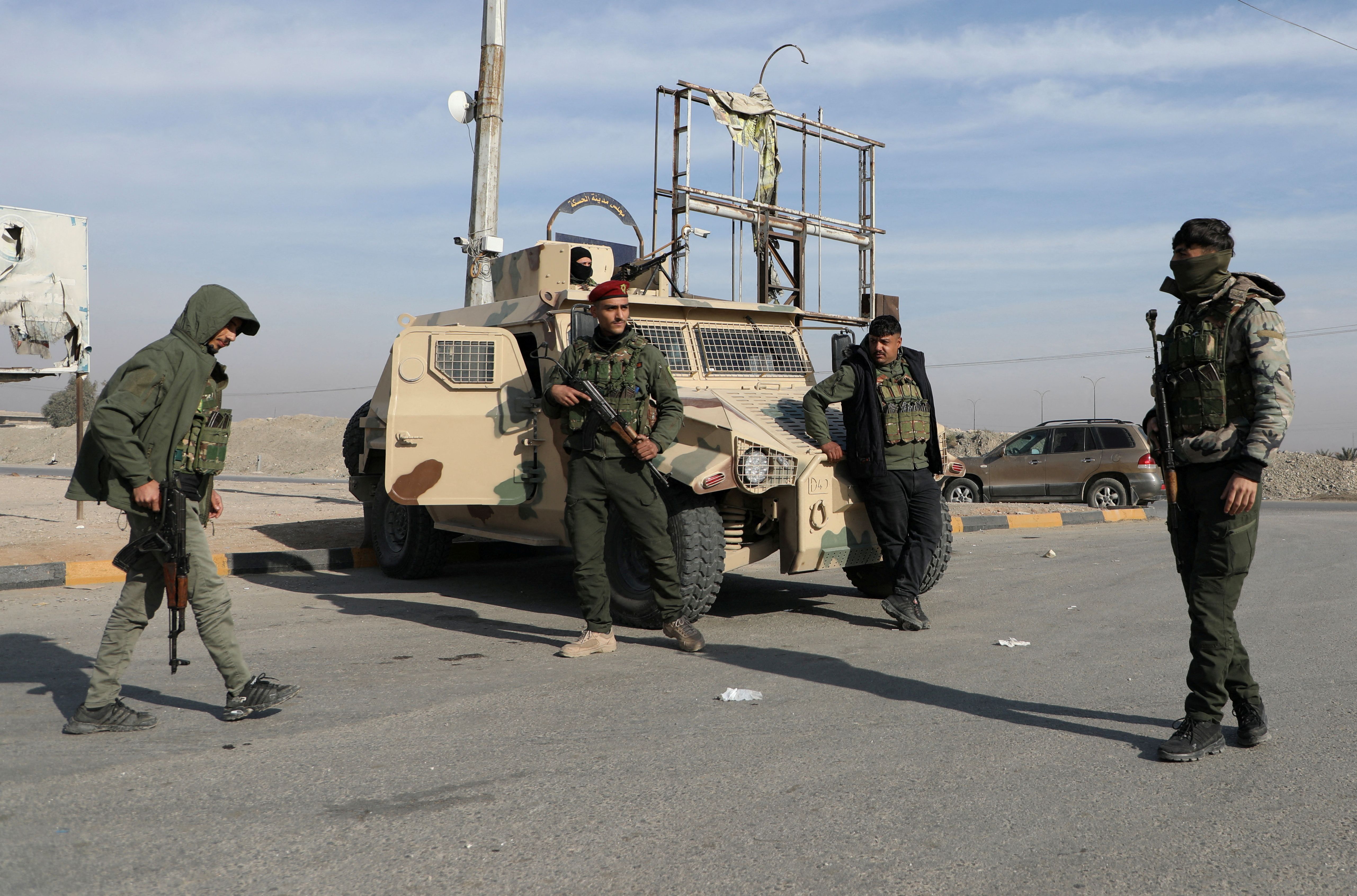 نیروهای دموکراتیک سوریه در شهر حسکه، شمال شرقی سوریه، ۲۱ آذر