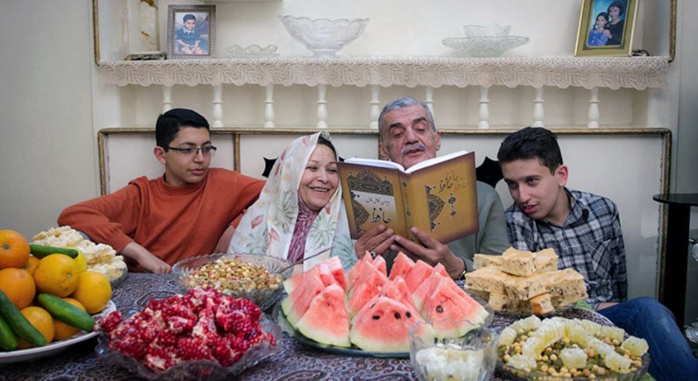 Reading poetry on Yalda celebration, the longest night of the year.