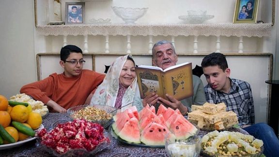 Reading poetry on Yalda celebration, the longest night of the year.