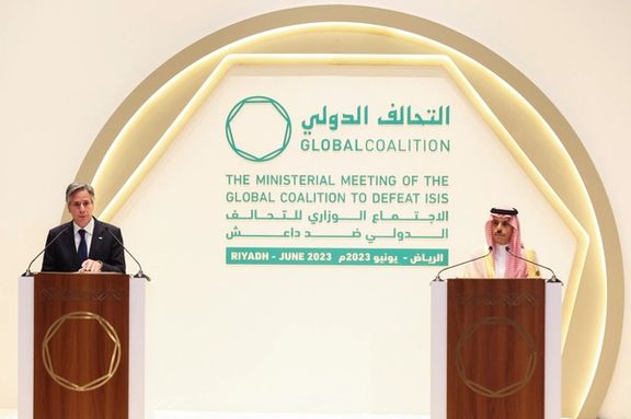US Secretary of State Antony Blinken attends a joint news conference with Saudi Foreign Minister Faisal Bin Farhan at the Intercontinental Hotel in Riyadh, Saudi Arabia, June 8, 2023.
