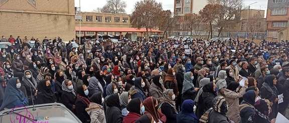 File photo of a demonstration by Iranian teachers