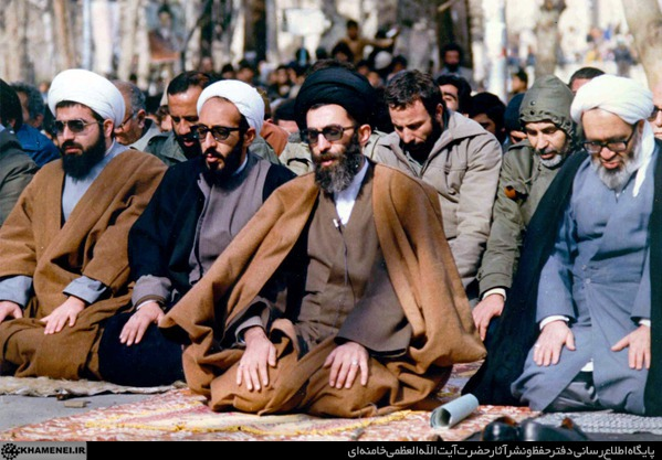 Ali Khamenei (center) and Hossein Ali Montazeri (right) (undated)