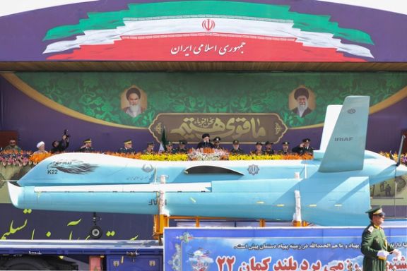 Iranian President Ebrahim Raisi during a military parade along with top military officials south of Tehran on September 22, 2023