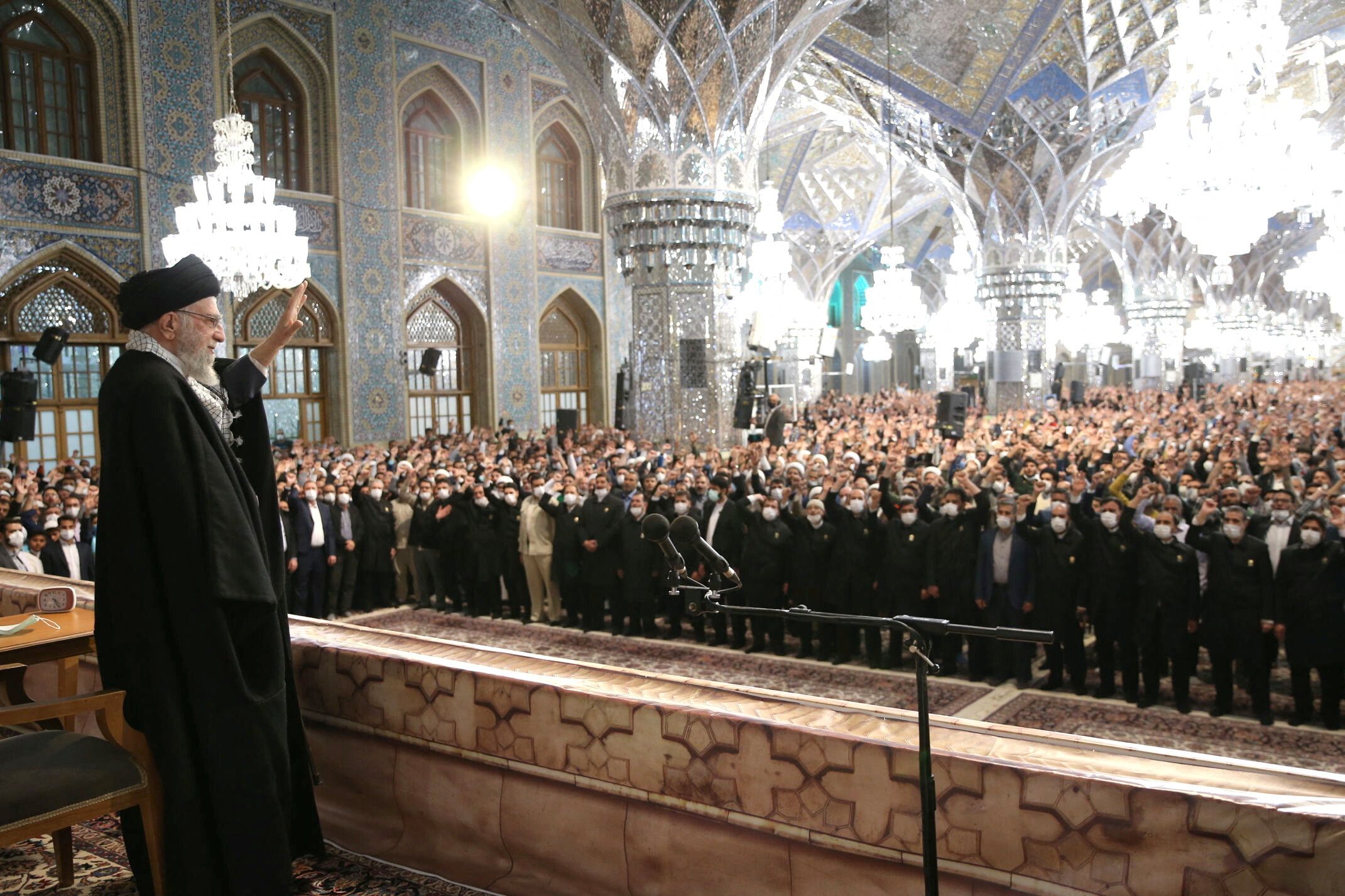 Iran's Supreme Leader Ali Khamenei speaks during a public rally in Mashhad, March 21, 2023