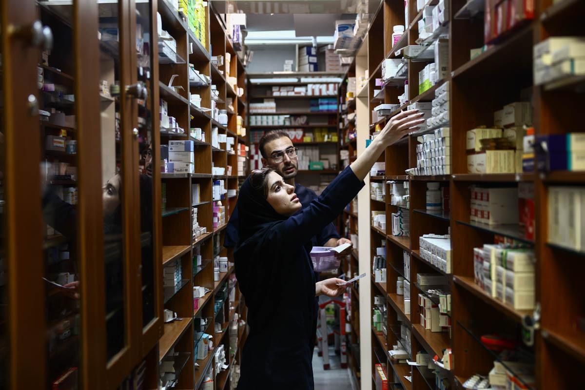 Staff prepare prescriptions at a pharmacy in Tehran, April 23, 2026