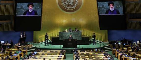 Iran's President Ebrahim Raisi addresses the 78th Session of the UN General Assembly in New York City, September 19, 2023.