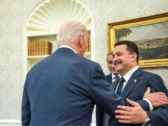 US President Joe Biden meets with Iraqi Prime Minister Mohammed Shia al-Sudani at the White House in Washington, April 15, 2024.