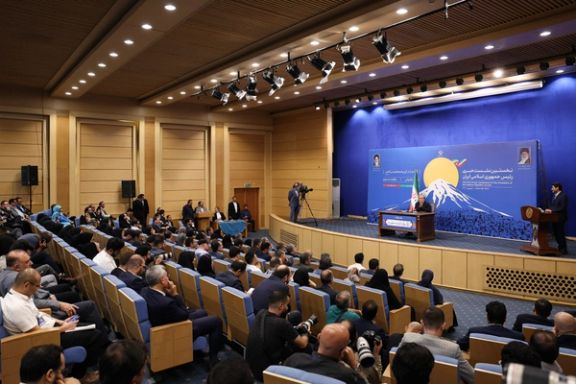 Iranian President Masoud Pezeshkian during his first press conference on September 16, 2024