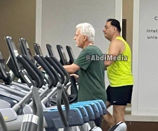 Former Tehran police chief Morteza Talaei exercising in gym in Canada. 