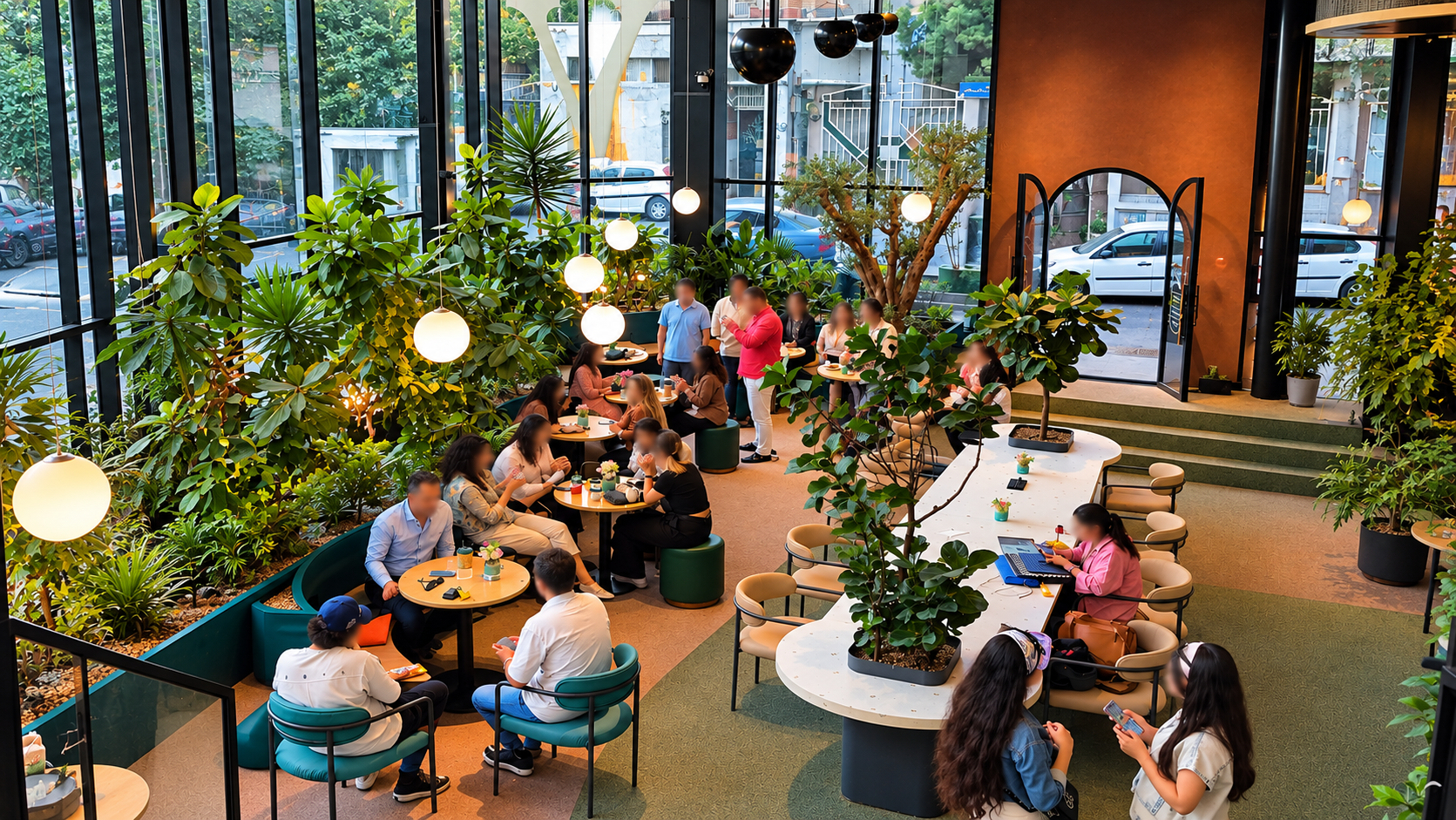 People gather at a café in Iran.