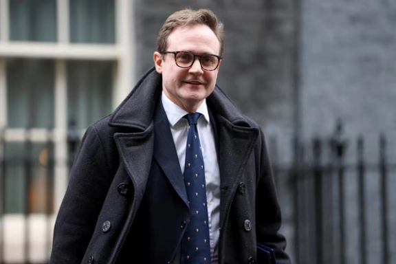 Former British Minister of State for Security Tom Tugendhat leaves Number 10 Downing Street after a Cabinet meeting in London, Britain, December 5, 2023.