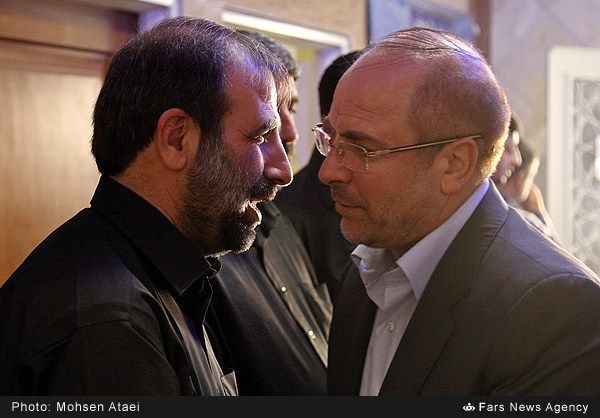 Iran’s parliament speaker Mohammad-Bagher Ghalibaf (right) and his aide Brigadier General Jamaleddin Aberoumand  (undated)