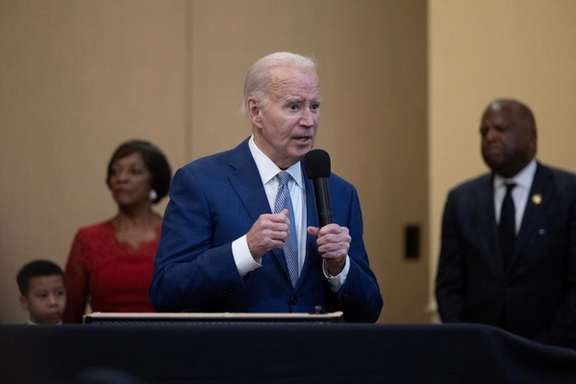 US President Joe Biden during a "Sunday Lunch" church event at the Brookland Baptist Banquet Center in West Columbia, South Carolina, January 28, 2024