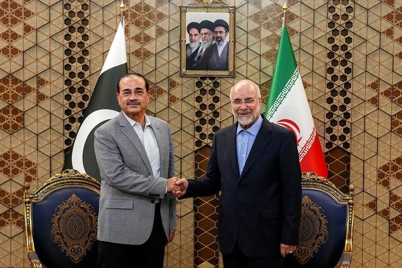 Iranian Parliament Speaker Mohammad Bagher Ghalibaf meets with chief of Defence Forces of Pakistan, Field Marshal Asim Munir, in Tehran, Iran, May 23, 2026.