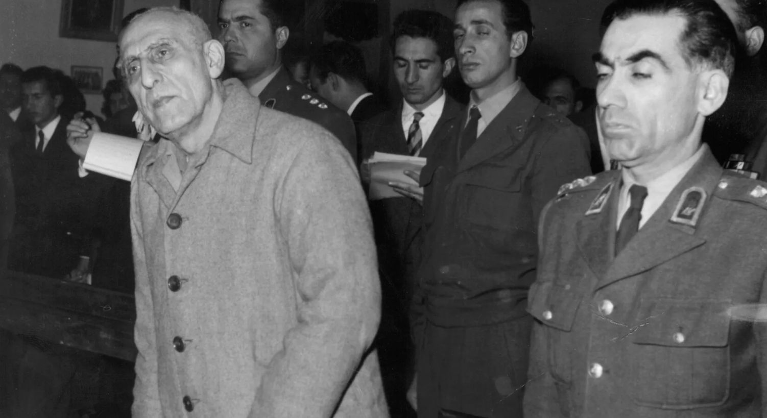 Former Iranian Premier Mohammad Mossadegh is sentenced to three years' solitary confinement by a military court in Tehran, December 21, 1953.Credit: STR / ASSOCIATED PRESS