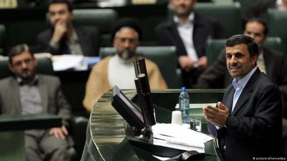 Former president Mahmoud Ahmadinejad at the parliament