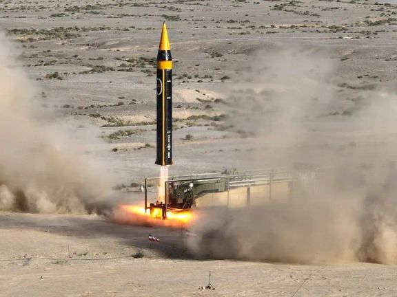 A new surface-to-surface 4th generation Khorramshahr ballistic missile called Kheibar with a range of 2,000 km is launched at an undisclosed location in Iran, in this picture obtained on May 25, 2023